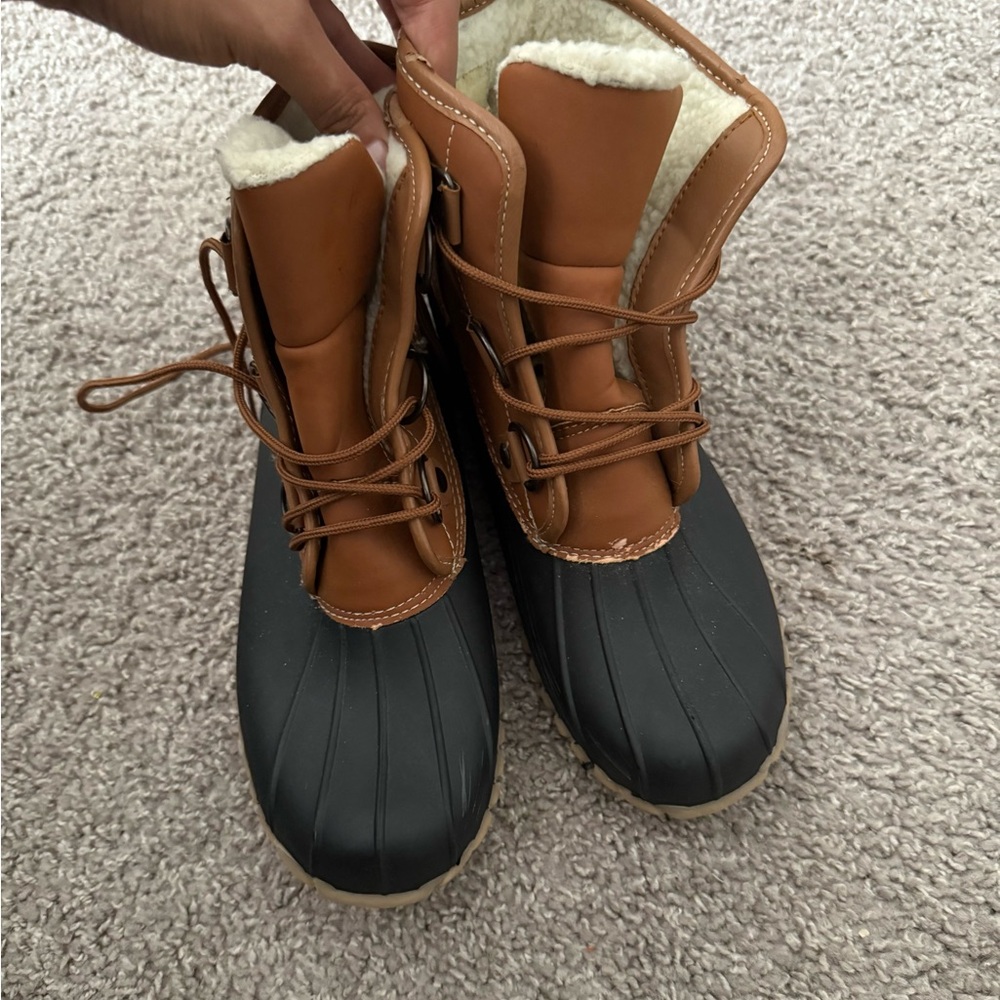 Brown and Black Duck Boots